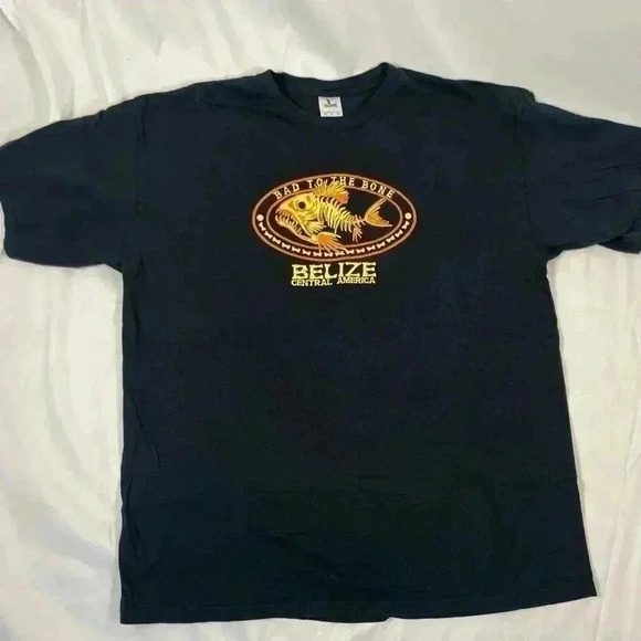 BELIZE Bad To The Bone Black Fish T Shirt top men’s Size XXL Central America - Picture 8 of 12